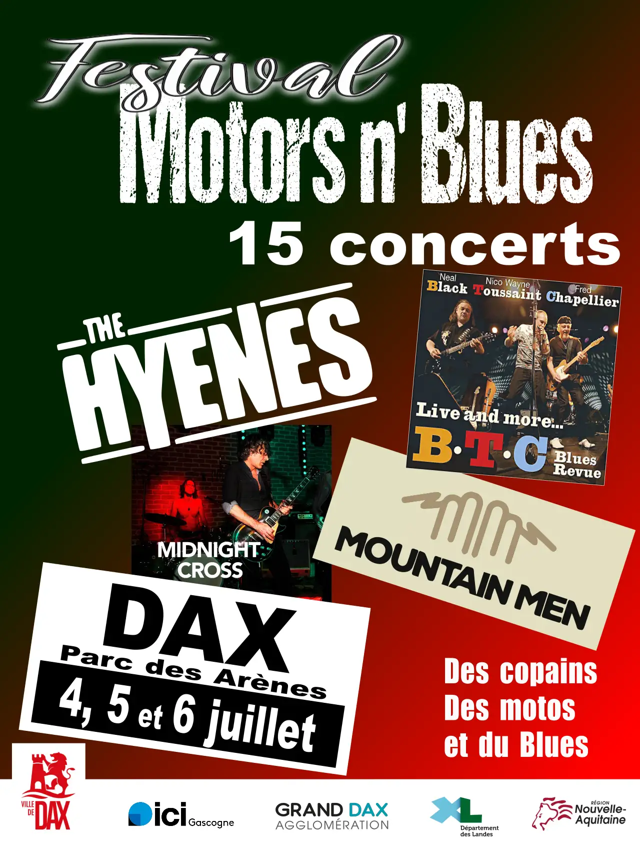 Les concerts du Festival Motors n' Blues à Dax en 2025.