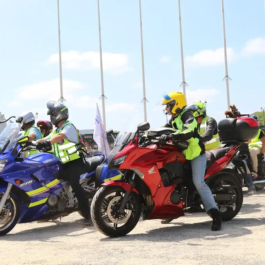 Départ de la balade des motos sur les routes du Grand-Dax, le 6 juillet 2019.