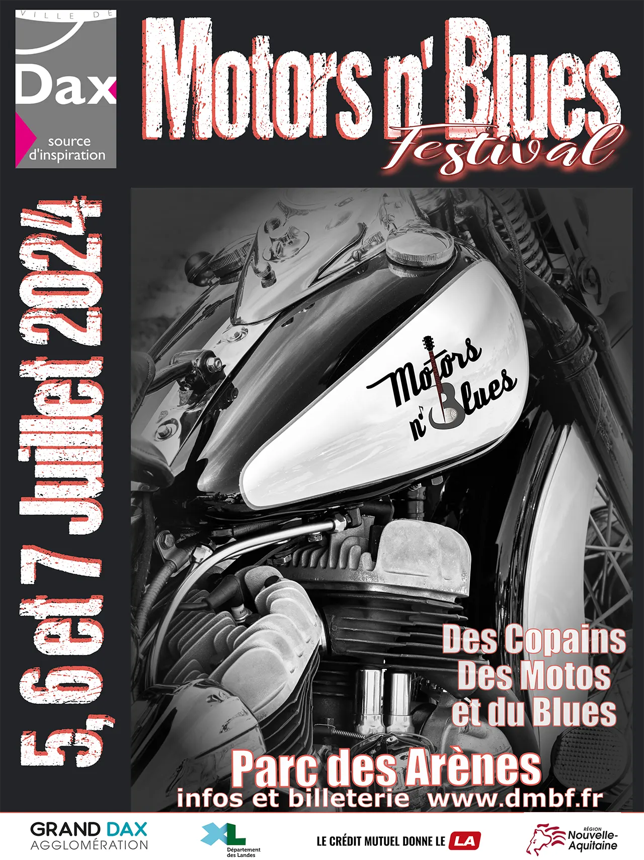 Les concerts du Festival Motors n' Blues à Dax en 2024.